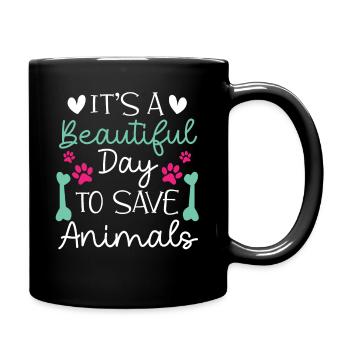 Guter Tag Zum Tiere Retten - Tasse einfarbig - Schwarz - Rechts