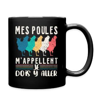 Papys Poules Humour Mamans Poules - Mug uni - noir - Droite