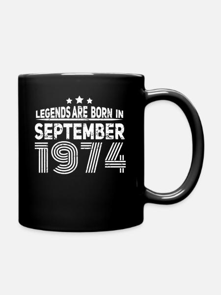 September 1974 Vintage Geschenkidee - Tasse einfarbig - Schwarz