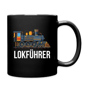 Lokführer Eisenbahn Dampflok Lok Einsteigen - Tasse einfarbig - Schwarz - Rechts