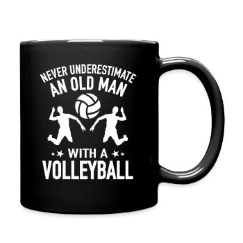 Beachvolleyball - Alter Mann Volleyball - Tasse einfarbig - Schwarz - Rechts