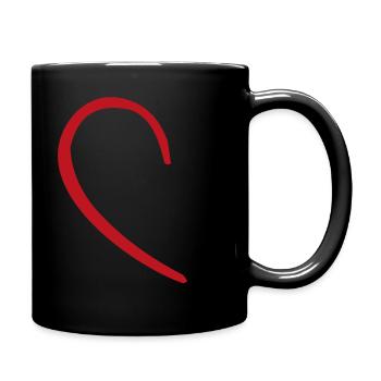 Halbes Herz - Tasse einfarbig - Schwarz - Rechts