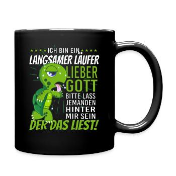 Langsamer Läufer Schildkröte laufen Joggen Lachen - Tasse einfarbig - Schwarz - Rechts
