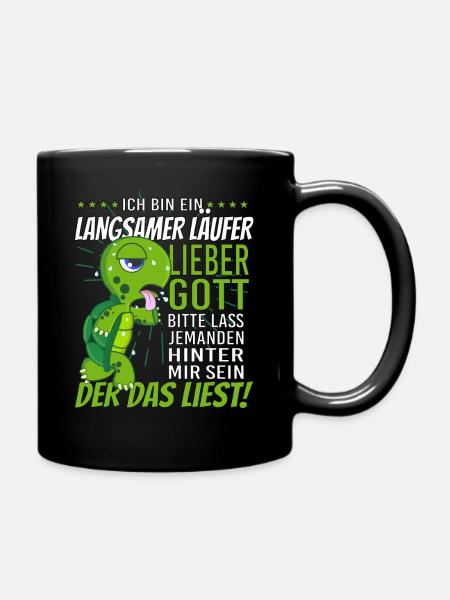 Langsamer Läufer Schildkröte laufen Joggen Lachen - Tasse einfarbig - Schwarz