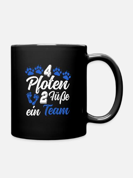 Liebe hat vier Pfoten Hunde Besitzer 4 Pfoten - Tasse einfarbig - Schwarz