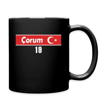 19 Corum Türkisches Nummernschild als Geschenk - Tasse einfarbig - Schwarz - Rechts