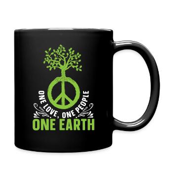 One Love One People One Earth World Day of Peace - Full Colour Mug - black - Right