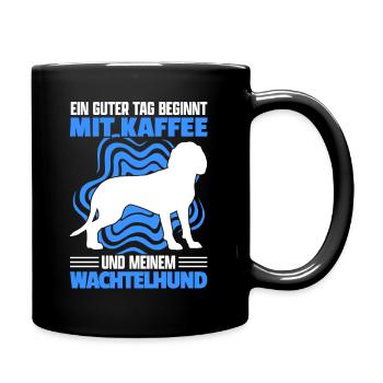 Deutscher Wachtelhund Kaffee Jagdhund Spruch - Tasse einfarbig - Schwarz - Rechts