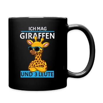 Ich mag Giraffen und drei Leute - Tasse einfarbig - Schwarz - Rechts