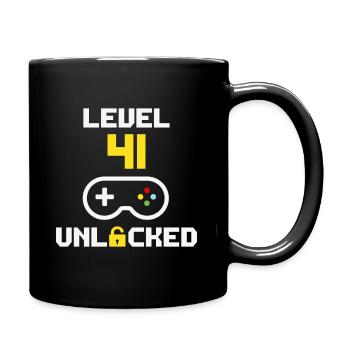 Level 41 unlocked | 41 years old gamer birthday - Full Colour Mug - black - Right