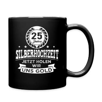 Silberhochzeit 25 Jahre Verheiratet Hochzeitstag - Tasse einfarbig - Schwarz - Rechts