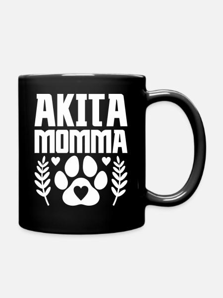 Dog Akita Mama Paw Akita Momma - Full Colour Mug - black