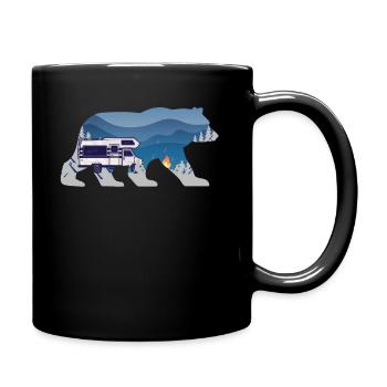 Camping Bear Motorhome - Full Colour Mug - black - Right