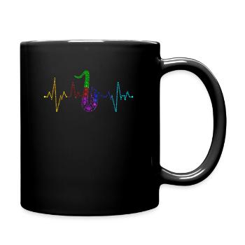 Saxophone rétro battement de coeur ECG Saxophoniste musique - Mug uni - noir - Droite