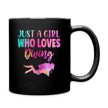 Scuba Diver Watercolor Just A Girl - Full Colour Mug - black - Right