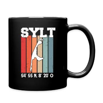 Sylt Koordinaten Insel Nordsee Strandkorb Ostsee - Tasse einfarbig - Schwarz - Rechts
