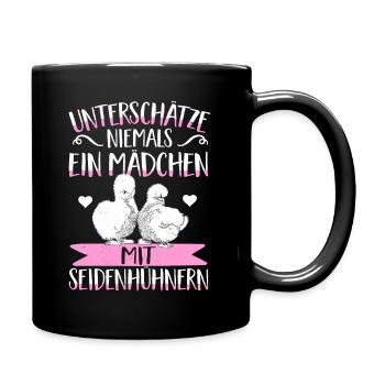 Seidenhuhn Seidenhühner Geschenk Hühner Mädchen - Tasse einfarbig - Schwarz - Rechts