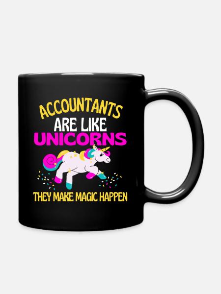 Buchhalter Einhorn , Magische Einhorn Buchhalter - Tasse einfarbig - Schwarz