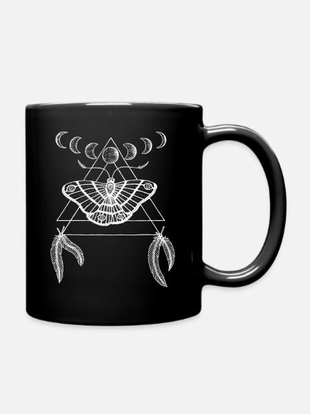 Moth with moon phases by Nikki-Luka - Full Colour Mug - black