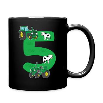 Birthday shirt 5 years tractor 5th birthday - Full Colour Mug - black - Right