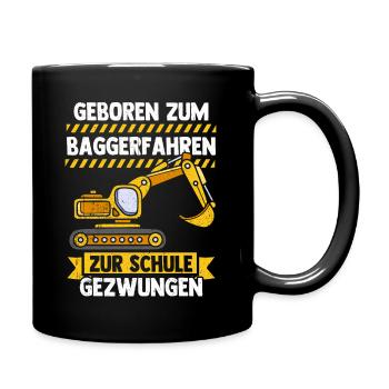 Bagger Tshirt Kinder Straßenbau Bau Bauarbeiter - Tasse einfarbig - Schwarz - Rechts