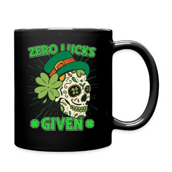 Zero Lucks Given Mardi Gras Skull st patricks day - Full Colour Mug - black - Right