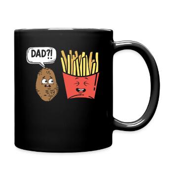 Papa Kartoffel Witz Pommes Frites Vegan - Tasse einfarbig - Schwarz - Rechts