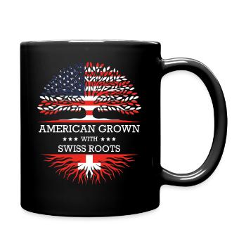 American Grown with Swiss Roots USA Flag - Tasse einfarbig - Schwarz - Rechts