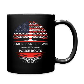American Grown with Polish Roots USA Flag - Tasse einfarbig - Schwarz - Rechts