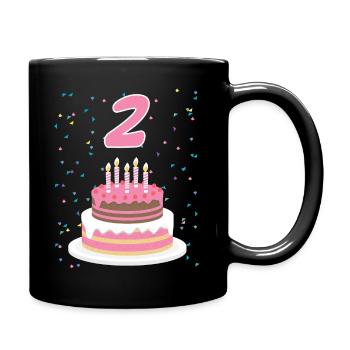 2 ans gâteau gâteau anniversaire anniversaire cadeau - Mug uni - noir - Droite