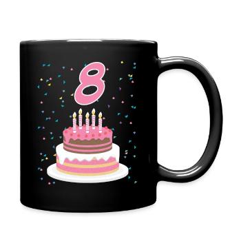 8 ans gâteau gâteau anniversaire anniversaire cadeau - Mug uni - noir - Droite