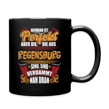 Regensburg Stadt Niemand ist Perfekt Regensburger - Tasse einfarbig - Schwarz - Rechts
