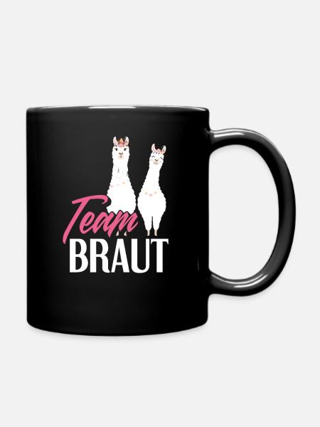 Team Braut Alpaka Lama Alpaca Verlobung JGA - Tasse einfarbig - Schwarz