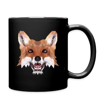 Fuchs Polygon Geometrisch Waldtier Geschenkidee - Tasse einfarbig - Schwarz - Rechts