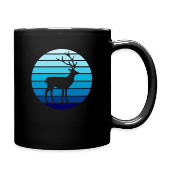 Hirsch Hirschgeweih Hirsche Retro Vintage - Tasse einfarbig - Schwarz - Rechts