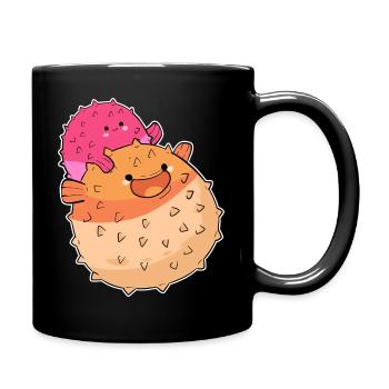 Kugelfisch - Tasse einfarbig - Schwarz - Rechts