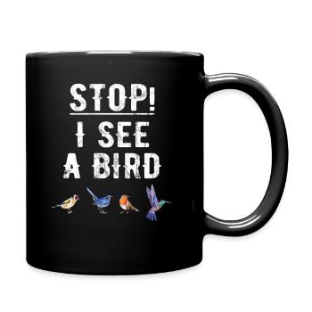Vögel Beobachten Fernglas Vogel Abbildung Spruch - Tasse einfarbig - Schwarz - Rechts