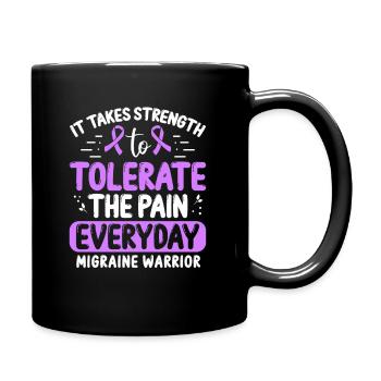 Chronic Migraine Awareness Purple Ribbon Fighter - Full Colour Mug - black - Right