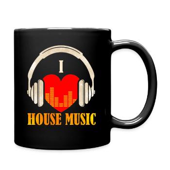 Ich liebe House Musik - Tasse einfarbig - Schwarz - Rechts