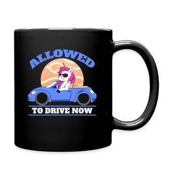 Allowed To Drive Now Driver's License Unicorn Teen - Tasse einfarbig - Schwarz - Rechts