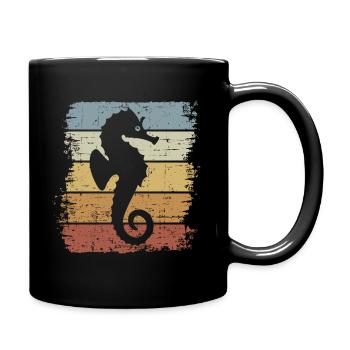 Seepferdchen Frühschwimmer Schwimmen Vintage - Tasse einfarbig - Schwarz - Rechts