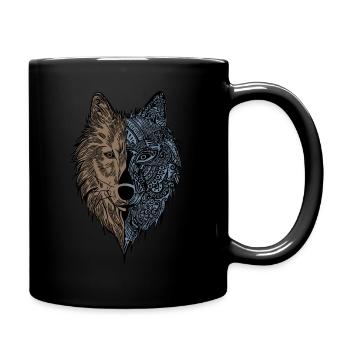 Wolf Animal Face Animal Motif Print - Full Colour Mug - black - Right