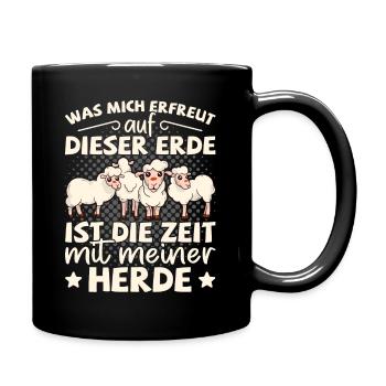 Schafhirte Schäfer Hirte Landwirt Herde Schafe - Tasse einfarbig - Schwarz - Rechts