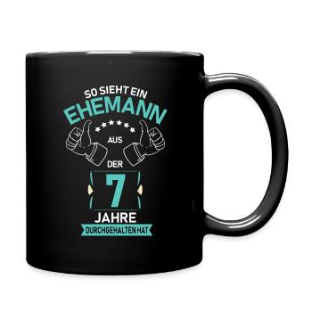 Ehemann 7. Hochzeitstag Geschenk - Tasse einfarbig - Schwarz - Rechts