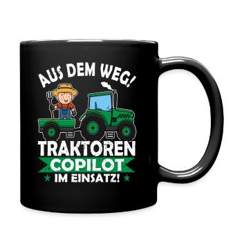 Aus dem Weg Traktoren Copilot Landwirt im Einsatz - Tasse einfarbig - Schwarz - Rechts