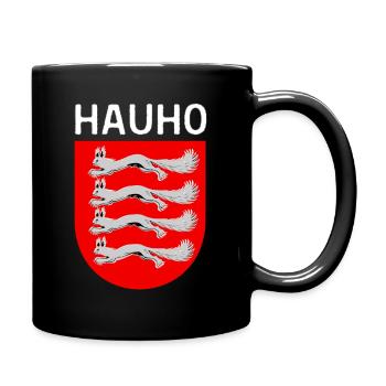 Armoiries hauho et texte blanc - Mug uni - noir - Droite