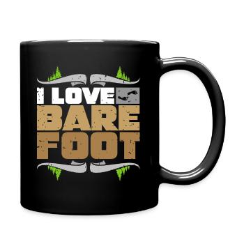 Barefoot Barfuß Barfuss Fußabdruck Barfußläufer - Tasse einfarbig - Schwarz - Rechts