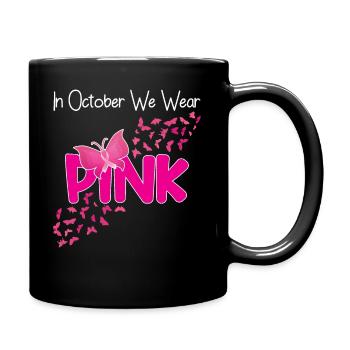 Dans October Wear Pink Butterfly Breast Cancer - Mug uni - noir - Droite