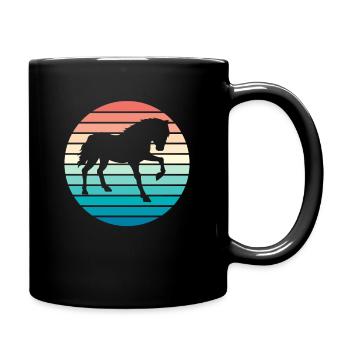 Pferd Retro Pferde Vintage Reiten Reiter - Tasse einfarbig - Schwarz - Rechts
