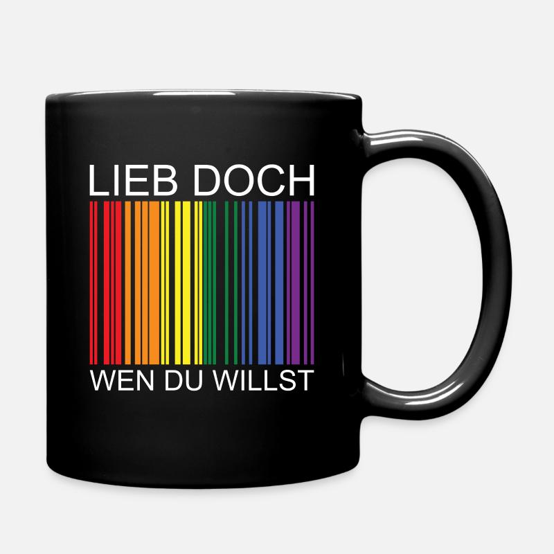 Lieb Doch Wen Du Willst LGBTQ Regenbogen Barcode - Tasse einfarbig - Schwarz